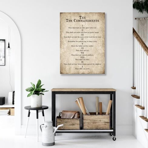 RINMFEO Vintage Motivational 10 Commandments Poster Religious Wall Art Bible Verse Canvas Print Religious Wall Decor For Living Room Bedroom 12x16inch Unframed in Kuwait