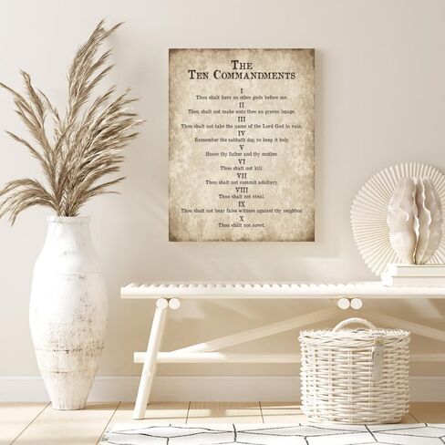 RINMFEO Vintage Motivational 10 Commandments Poster Religious Wall Art Bible Verse Canvas Print Religious Wall Decor For Living Room Bedroom 12x16inch Unframed in Kuwait