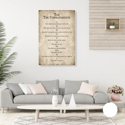 RINMFEO Vintage Motivational 10 Commandments Poster Religious Wall Art Bible Verse Canvas Print Religious Wall Decor For Living Room Bedroom 12x16inch Unframed in Kuwait