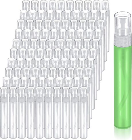 100 Pcs Mini Spray Bottle, 10ml Perfume Spray Bottles Plastic Refillable Mini Spray Bottles for Women, Travel Spray Bottle Fine Mist Atomizer for Perfume, Mini Perfume Refillable Bottle in Kuwait