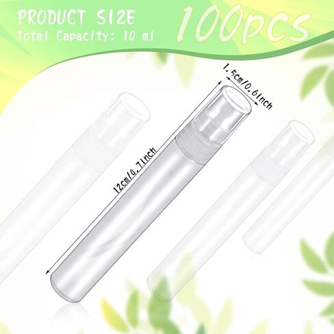 100 Pcs Mini Spray Bottle, 10ml Perfume Spray Bottles Plastic Refillable Mini Spray Bottles for Women, Travel Spray Bottle Fine Mist Atomizer for Perfume, Mini Perfume Refillable Bottle in Kuwait