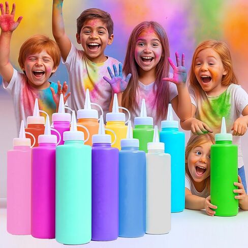 ARELUX Family Set Color Run Powder Squeeze Bottles, 12 Pack Holi Powder Bulk | 6 Large 34oz + 6 Small 17oz Prefilled Reusable Bottles, Easy-Grip for All Users, Color Wars Party Supplies, Total 13lbs in Saudi Arabia