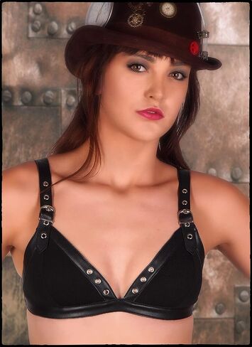 Western F.a.s.h.i.o.n Black Grommet Bralette with PU Lining in Saudi Arabia