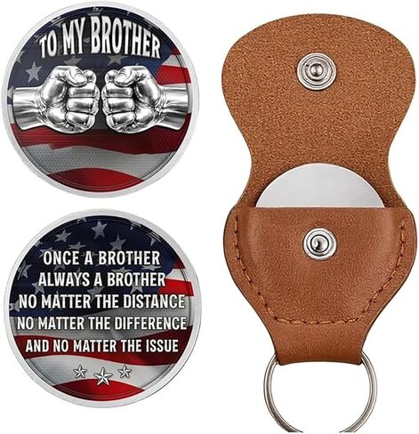 Once A Brother Always A Brothers Coin Keychain, Pocket Hug Stainless Steel Friendship Birthday Gift Accessories in Saudi Arabia