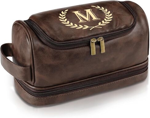 Personalized Toiletry Bag for Men Gifts, Birthday Gifts for Him Dad Husband Brother Boyfriend Groomsmen, Customized Leather Initial Travel Shaving Bag, Gifts for Father's Day Anniversary Christmas in Kuwait