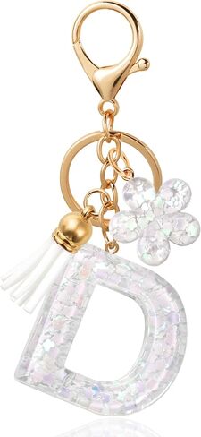 Flower Resin Initial Keychain – Personalized Alphabet Keyring for Women, Girls – Cute Letter Key chain for Bag Charms in Saudi Arabia