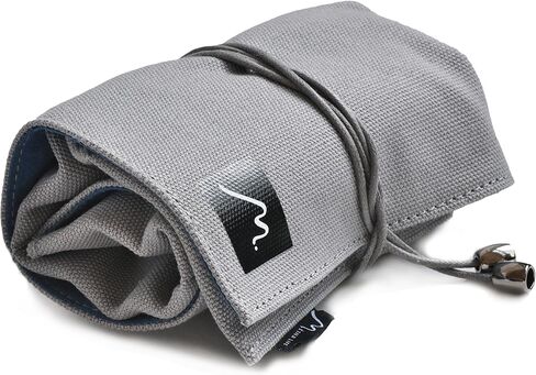 Watch Roll for Travel Storage - Canvas and Soft Vegan Suede with 4 Organizer Pockets (Grey/Blue) in Saudi Arabia