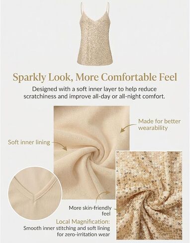 7th Element Women’s Fully Lined Sequin Tank Top, Sparkly Tops, Concert Outfit, Vegas Tops & Going Out Outfits for Women in Saudi Arabia