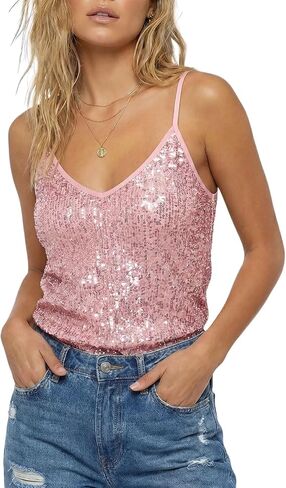 7th Element Women’s Fully Lined Sequin Tank Top, Sparkly Tops, Concert Outfit, Vegas Tops & Going Out Outfits for Women in Saudi Arabia