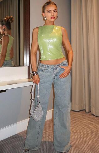 Women's Sparkly Sequin Tops Glitter Shiny Tank Top Going Out Sleeveless Crop Y2k Rave Tops Party Night Clubwear in Saudi Arabia