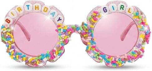 Girls Birthday Sunglasses – Round Flower Glasses for Birthday Party Accessories & Gifts in Saudi Arabia