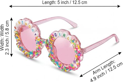 Girls Birthday Sunglasses – Round Flower Glasses for Birthday Party Accessories & Gifts in Saudi Arabia