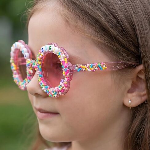 Girls Birthday Sunglasses – Round Flower Glasses for Birthday Party Accessories & Gifts in Saudi Arabia