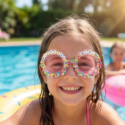 Girls Birthday Sunglasses – Round Flower Glasses for Birthday Party Accessories & Gifts in Saudi Arabia