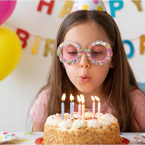 Girls Birthday Sunglasses – Round Flower Glasses for Birthday Party Accessories & Gifts in Saudi Arabia