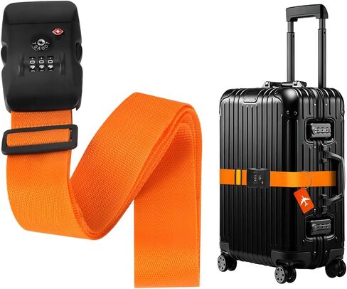 BILIONE Luggage Straps for Suitcases TSA Approved, Heavy Duty Travel Belt with Combination Lock and Tag, Adjustable Luggage Identifiers Band (Blue) in Saudi Arabia
