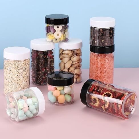 برطمانات حاويات بلاستيكية مع أغطية من Accmor، برطمانات حاويات مستحضرات تجميل مستديرة فارغة بسعة 2 أونصة، 4 قطع حاوية تخزين شفافة مضادة للتسرب للمستحضرات والكريمات والمراهم وزبدة الجسم وصناعة DIY in Kuwait