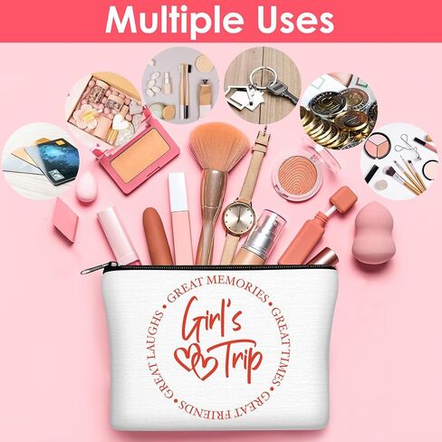 Liliaafar 24 Pcs Girls Trip Gift Favors 6 Makeup Bags 6 Keychains 6 Travel Mirrors 6 Getaway Bracelets Girls Weekend Cosmetic Pouch for Sisters Friends Bestie Bachelorette Party Supplies in Saudi Arabia