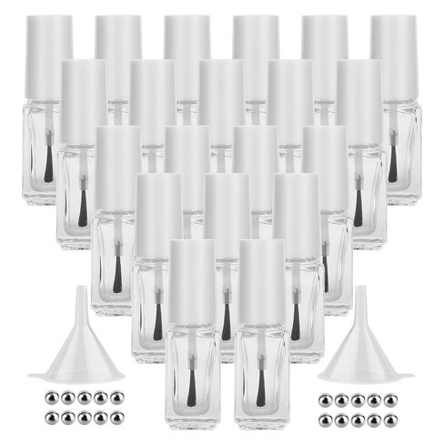 GTHER 20PCS 5ML Small Empty Nail Polish Glass Bottles with Brush Cap & Funnel & Mixing Balls for Nail Art Sample (Matte Black) in Saudi Arabia