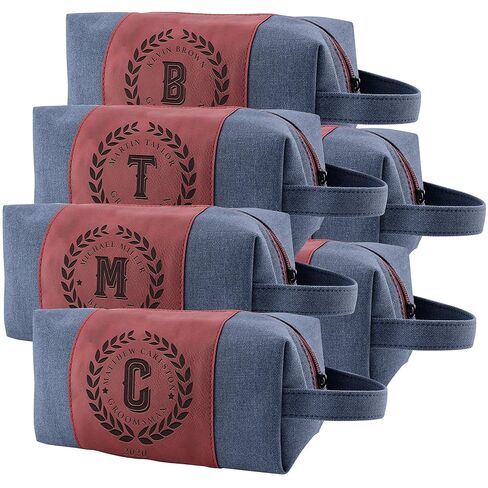 Set of 6 - Personalized Groomsmen Gifts, Custom Men Toiletry Bags - Groomsman Gifts for Wedding, Groomsmen Proposal Gifts - Design 3, Black in Saudi Arabia