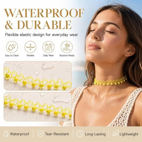 10PCS 90s Tattoo Choker Necklace Set with Colorful Beads, Multi-Color Stretchy Elastic Vintage Y2K Fashion Jewelry, Adjustable Retro Gothic Grunge Aesthetic Accessories for Women in Saudi Arabia