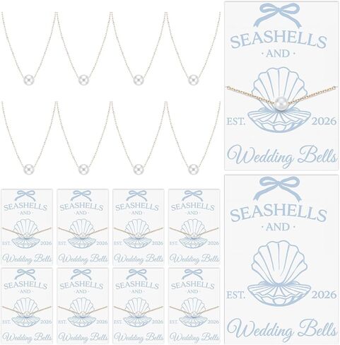 8 Pcs Seashells and Wedding Bells Bridesmaid Proposal Gifts 2026 Last Toast on The Coast Necklaces with Bag and Card Bridal Shower Gift for Bachelorette Beach Wedding Favors in Saudi Arabia