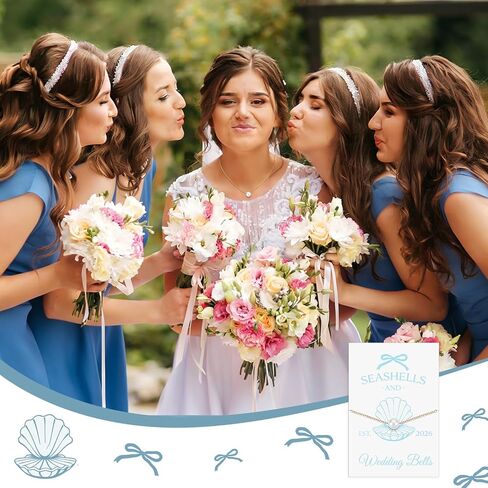 8 Pcs Seashells and Wedding Bells Bridesmaid Proposal Gifts 2026 Last Toast on The Coast Necklaces with Bag and Card Bridal Shower Gift for Bachelorette Beach Wedding Favors in Saudi Arabia
