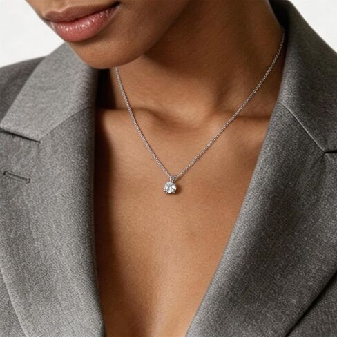 1.0 Carat Diamond Necklace, IGI Certified LAB GROWN Round Diamond Solitaire Necklaces for Women, 4 Prong Set, Pendant Jewelry for Women (E-F Color, SI Clarity) in Saudi Arabia