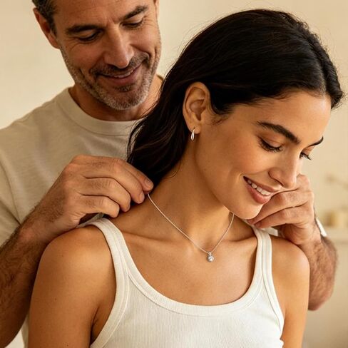 1.0 Carat Diamond Necklace, IGI Certified LAB GROWN Round Diamond Solitaire Necklaces for Women, 4 Prong Set, Pendant Jewelry for Women (E-F Color, SI Clarity) in Saudi Arabia