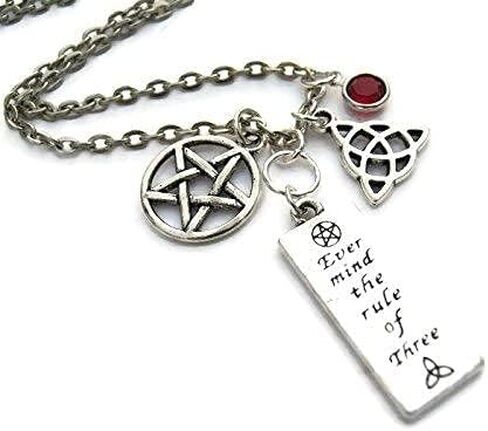 Ever Mind the Rule of Three Necklace, Personalized Pentacle Necklace, Wiccan Jewelry, Birthstone Necklace, Triquetra in Saudi Arabia