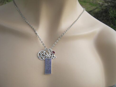Ever Mind the Rule of Three Necklace, Personalized Pentacle Necklace, Wiccan Jewelry, Birthstone Necklace, Triquetra in Saudi Arabia