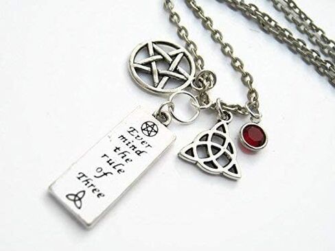 Ever Mind the Rule of Three Necklace, Personalized Pentacle Necklace, Wiccan Jewelry, Birthstone Necklace, Triquetra in Saudi Arabia
