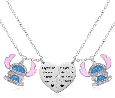 Ukodnus Best Friends Matching Heart Necklace Set for 2 Friendship Jewelry Gifts for Women BFF Necklace Sets for Friends Sister Bestie in Kuwait