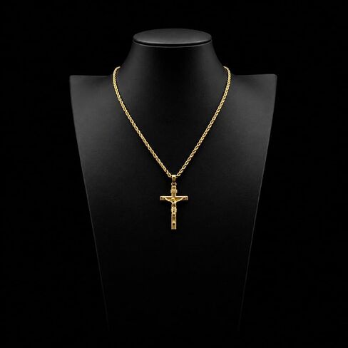 2 Chain + 2 Pendants - Silver Steel Rope (4mm, 20 inches), Cuban (3mm, 18 inches) with Cross and Coin Pendant for Men and Women, Waterproof in Kuwait