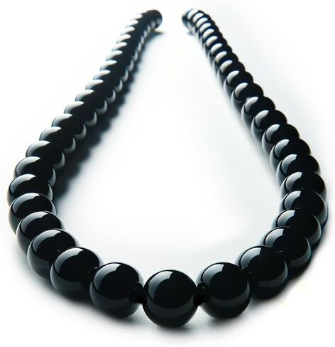 Black Onyx Necklace for Men, 8mm Natural Gemstone Crystal Beaded Strand | Sterling Silver Lobster Clasp | Spiritual Healing Bead Necklace | Gift for Him | 16-24 inch in Saudi Arabia