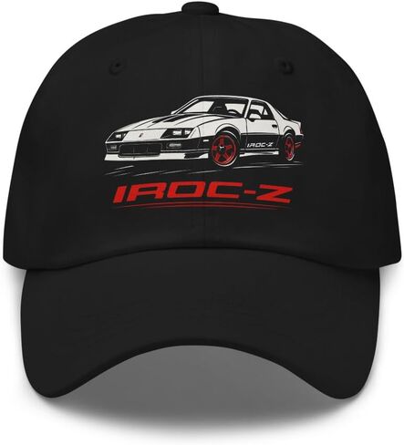 1988 IROC-Z Camaro Dad Hat – Retro White & Red Print Cotton Twill Cap with Adjustable Strap in Saudi Arabia