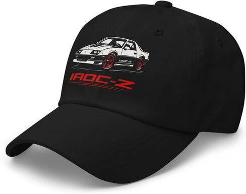 1988 IROC-Z Camaro Dad Hat – Retro White & Red Print Cotton Twill Cap with Adjustable Strap in Saudi Arabia