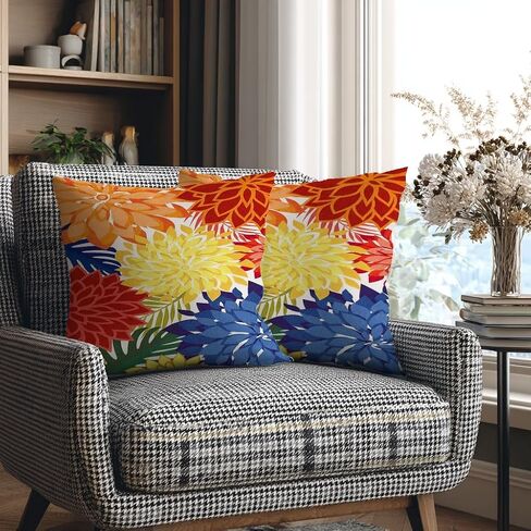 mellicoma Waterproof Outdoor Pillow Covers 18x18 Pack of 2 Vibrant Floral Collage Throw Outdoor Pillows for Garden Funiture Patio Home in Kuwait