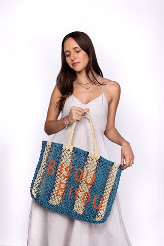 Tin Marin Bisou Bisou Handmade Eco-Friendly Macrame Jute Tote for Market, Beach and Travel - Fair Trade Artisan from India Artisan Bags in Saudi Arabia