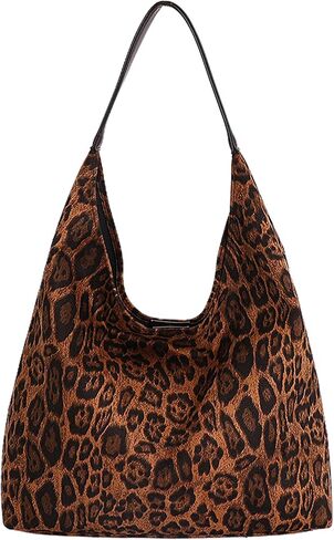 Cheetah Print Tote Bag Leopard Purse Suede Leather Hobo Purse Shoulder Large Capacity Vintage Bag for Daily in Saudi Arabia