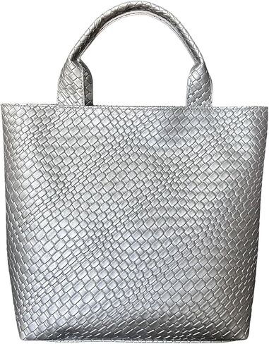 ENBEI Woven Texture Tote Bag for Women Large Waterproof Beach Bag with Zipper Pocket,Shoulder tote,Handbag for Shopping,work | Zipper Pocket in Saudi Arabia