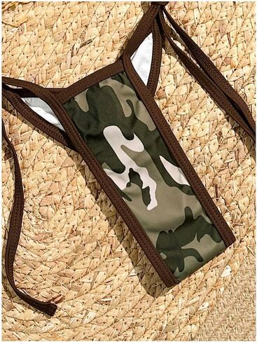 OYOANGLE Women's Camo Halter Bikini Set Two Piece Y2K Triangle Swimsuits String Thong Bathing Suit Swimwear in Kuwait