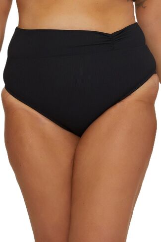 BECCA Women's Modern Edge Plus Size Shirred Hipster Bikini Bottom, Cheeky Coverage, Swimwear Separates for Women in Saudi Arabia