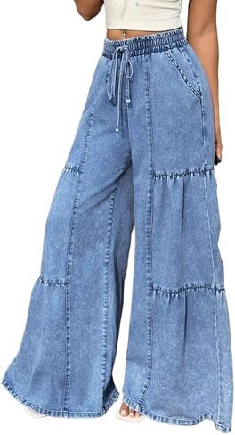 Women's Jeans Women's Casual Elastic Waist Solid Color Jeans in Kuwait