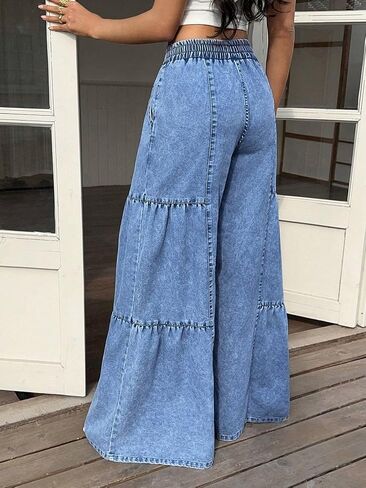 Women's Jeans Women's Casual Elastic Waist Solid Color Jeans in Kuwait