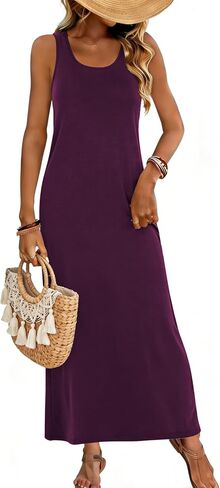 Bluetime Womens Summer Casual Sleeveless Striped Maxi Dress Racerback Tank Long Dresses 2026 Beach Vacation Sundress in Saudi Arabia