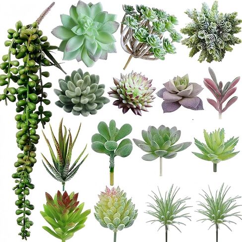 Artificial Succulent Plants, 16 Pack Realistic Succulent Plants, Unpotted Faux Succulent for DIY Crafting Floral Wall Garden Arrangement Home Office Decoration (Style A16) in Saudi Arabia