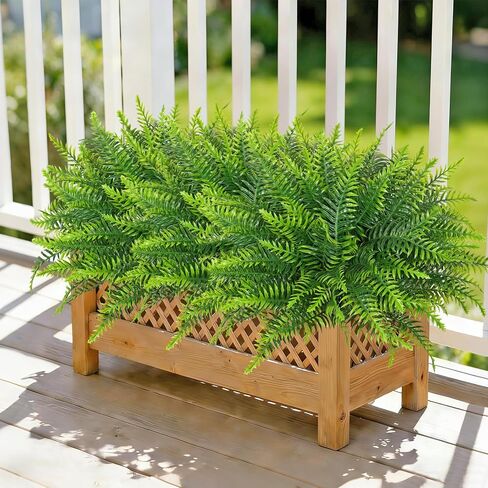Dremisland 12 Bundles Artificial Plants Outdoor Faux Boston Fern 17.7 Inch Long Length Artificial Ferns UV Resistant Fake Plants Spring Summer Greenery Shrubs for Hanging Planter Garden Porch Decor in Saudi Arabia