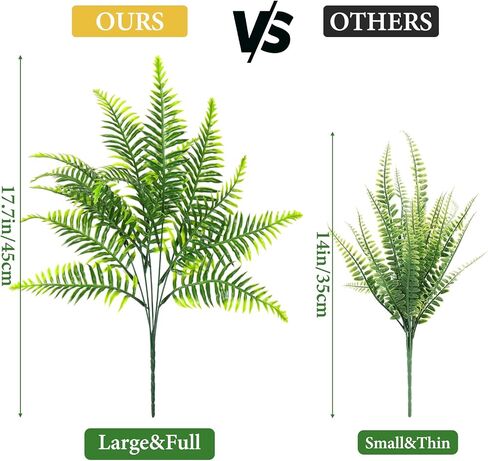Dremisland 12 Bundles Artificial Plants Outdoor Faux Boston Fern 17.7 Inch Long Length Artificial Ferns UV Resistant Fake Plants Spring Summer Greenery Shrubs for Hanging Planter Garden Porch Decor in Saudi Arabia