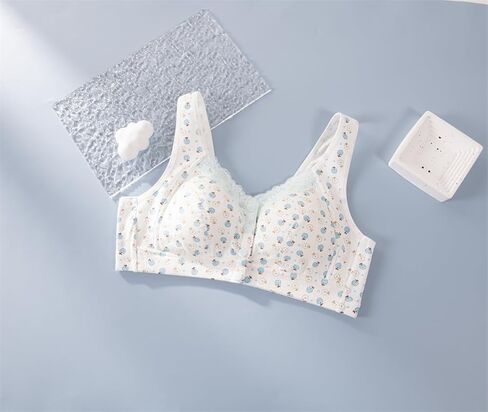 3Pack Everyday Cozy Bras, Woman Floral Wirefree Bra Front Button Close Cotton Lace Push up Plus Size Bra in Saudi Arabia
